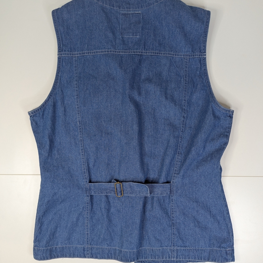 Vintage‎ 90's Andrew Blues Light Denim Vest Western Boho Women's L - Picture 4 of 11